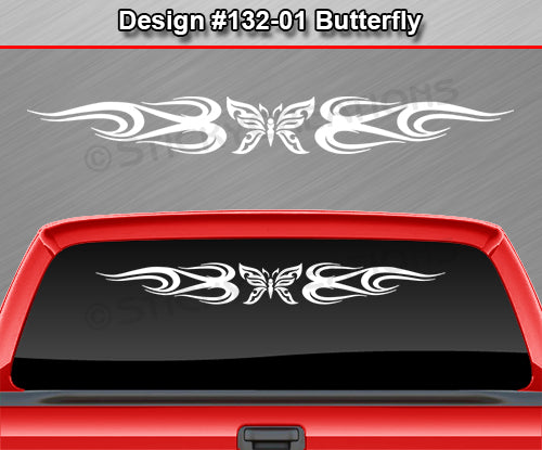 Design #132 Butterfly - Windshield Window Tribal Flame Vinyl Sticker Decal Graphic Banner 36"x4.25"+