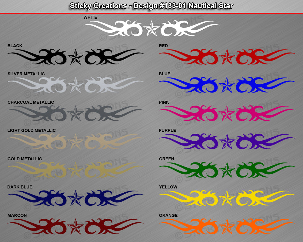 Design #133 Nautical Star - Windshield Window Tribal Thorns Vinyl Sticker Decal Graphic Banner 36"x4.25"+