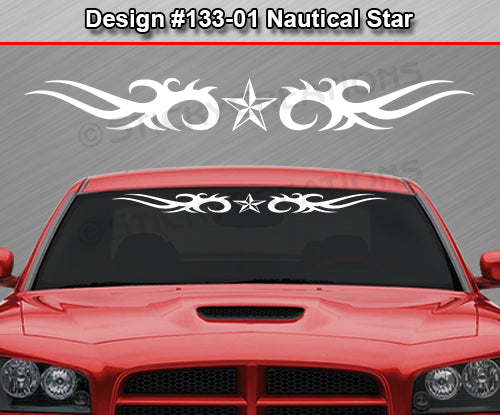 Design #133 Nautical Star - Windshield Window Tribal Thorns Vinyl Sticker Decal Graphic Banner 36"x4.25"+