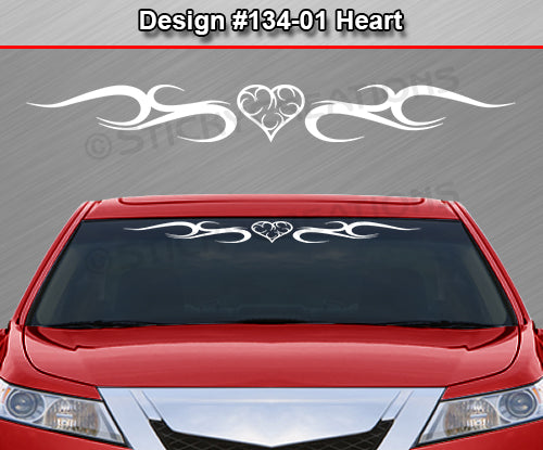 Design #134 Heart - Windshield Window Tribal Curls Vinyl Sticker Decal Graphic Banner 36"x4.25"+