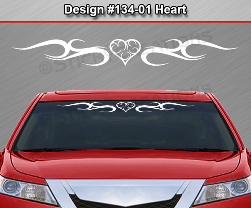 Design #134 Heart - Windshield Window Tribal Curls Vinyl Sticker Decal Graphic Banner 36"x4.25"+