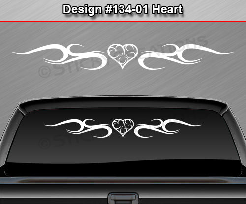 Design #134 Heart - Windshield Window Tribal Curls Vinyl Sticker Decal Graphic Banner 36"x4.25"+