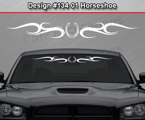 Design #134 Horseshoe - Windshield Window Tribal Swirl Vinyl Sticker Decal Graphic Banner 36"x4.25"+