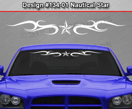 Design #134 Nautical Star - Windshield Window Tribal Curl Vinyl Sticker Decal Graphic Banner 36"x4.25"+