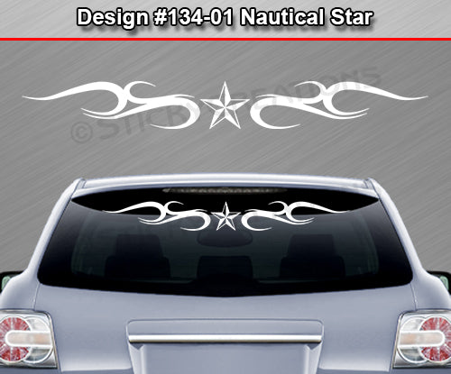 Design #134 Nautical Star - Windshield Window Tribal Curl Vinyl Sticker Decal Graphic Banner 36"x4.25"+
