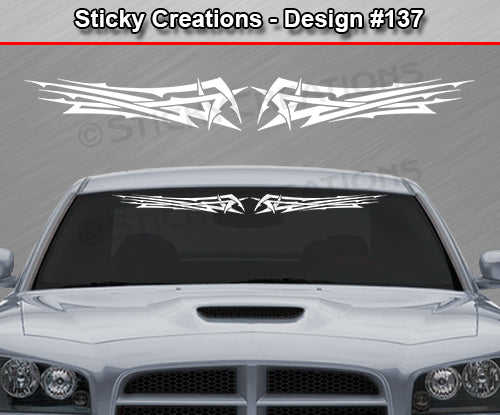 Design #137 - 36"x4.25" + Windshield Window Tribal Scallop Vinyl Sticker Decal Graphic Banner