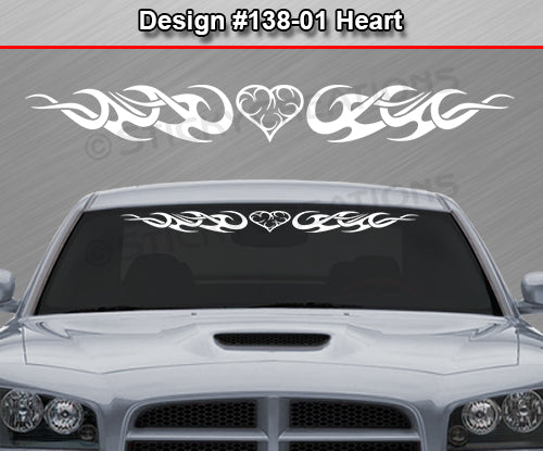 Design #138 Heart - Windshield Window Tribal Curls Vinyl Sticker Decal Graphic Banner 36"x4.25"+
