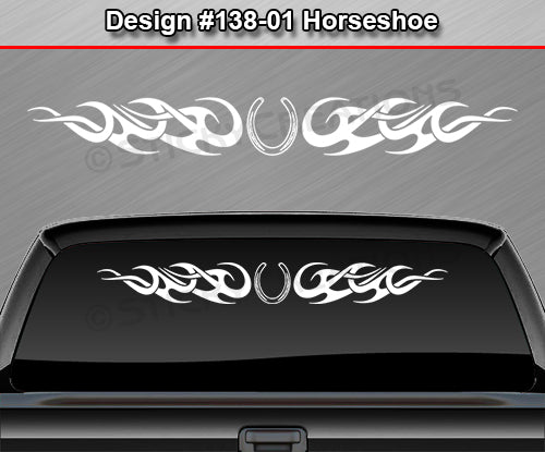 Design #138 Horseshoe - Windshield Window Tribal Curls Vinyl Sticker Decal Graphic Banner 36"x4.25"+
