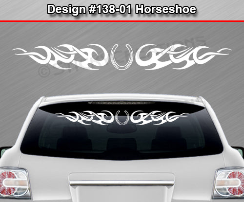 Design #138 Horseshoe - Windshield Window Tribal Curls Vinyl Sticker Decal Graphic Banner 36"x4.25"+