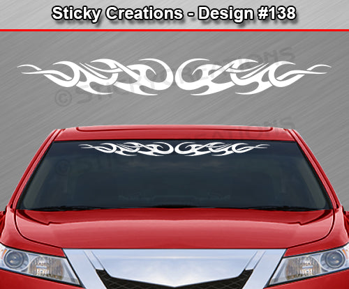Design #138 - 36"x4.25" + Windshield Window Tribal Curls Vinyl Sticker Decal Graphic Banner