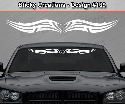 Design #139 - 36"x4.25" + Windshield Window Tribal Scallop Vinyl Sticker Decal Graphic Banner