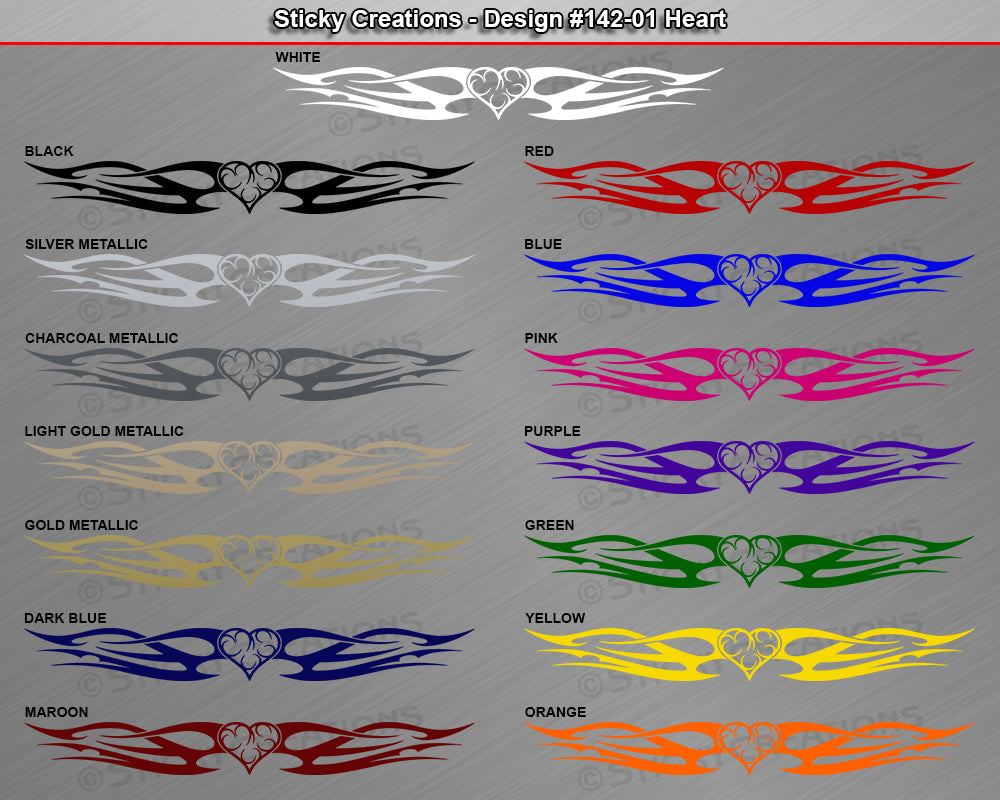 Design #142 Heart - Windshield Window Tribal Flame Vinyl Sticker Decal Graphic Banner 36"x4.25"+