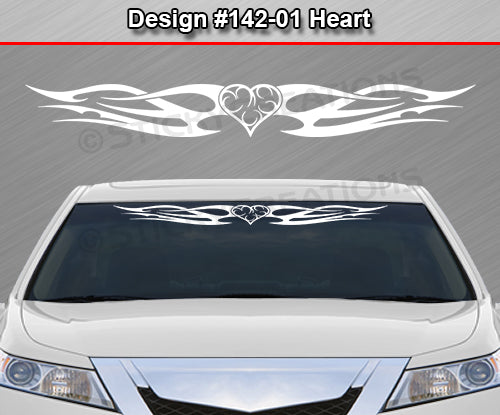 Design #142 Heart - Windshield Window Tribal Flame Vinyl Sticker Decal Graphic Banner 36"x4.25"+