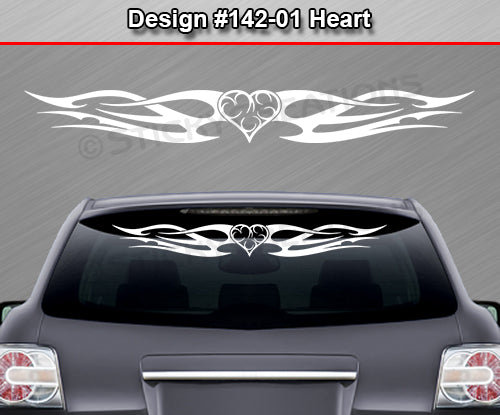 Design #142 Heart - Windshield Window Tribal Flame Vinyl Sticker Decal Graphic Banner 36"x4.25"+