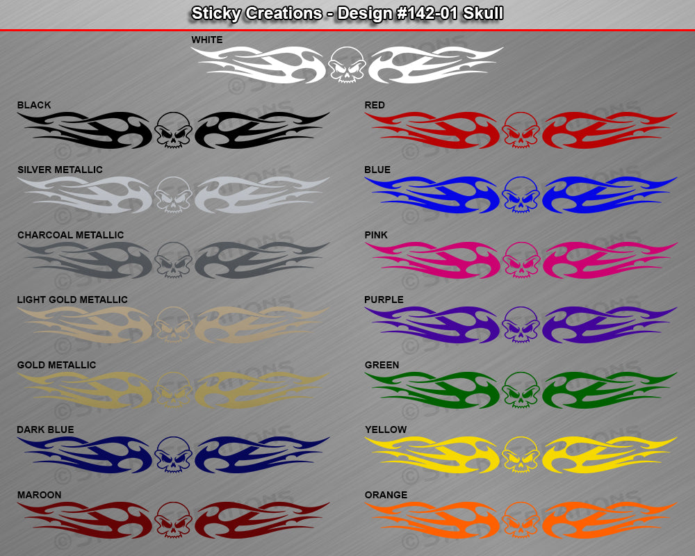 Design #142 Skull - Windshield Window Tribal Flame Vinyl Sticker Decal Graphic Banner 36"x4.25"+