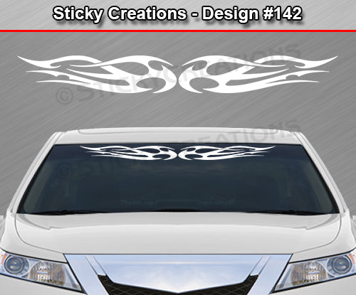 Design #142 - 36"x4.25" + Windshield Window Tribal Flame Vinyl Sticker Decal Graphic Banner