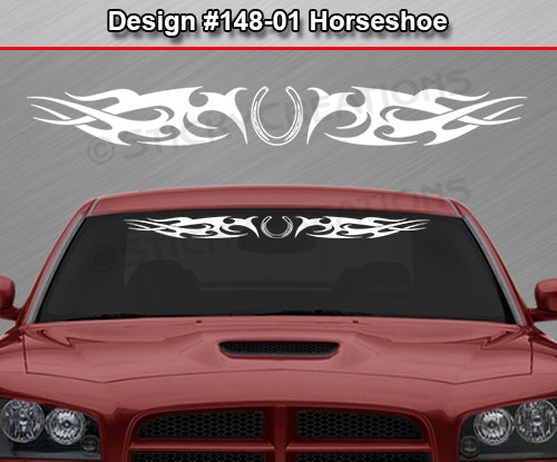 Design #148 Horseshoe - Windshield Window Tribal Thorns Vinyl Sticker Decal Graphic Banner 36"x4.25"+