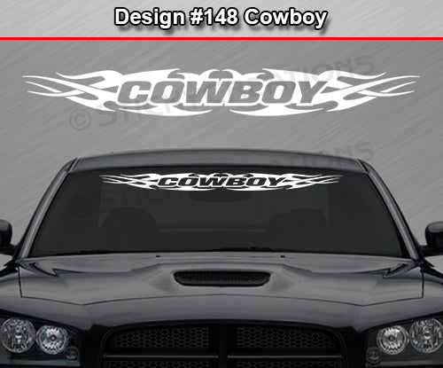 Design #148 Cowboy - Windshield Window Tribal Flame Vinyl Sticker Decal Graphic Banner 36"x4.25"+