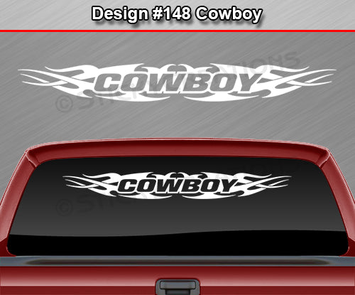 Design #148 Cowboy - Windshield Window Tribal Flame Vinyl Sticker Decal Graphic Banner 36"x4.25"+