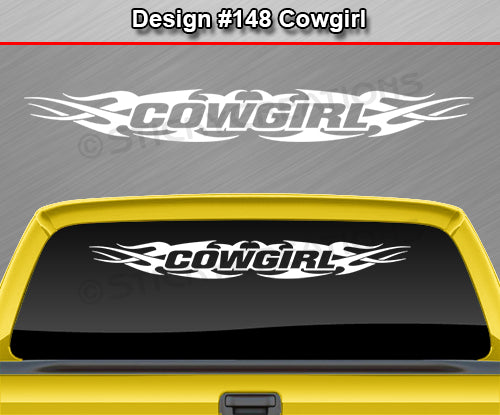 Design #148 Cowgirl - Windshield Window Tribal Flame Vinyl Sticker Decal Graphic Banner 36"x4.25"+