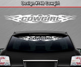 Design #148 Cowgirl - Windshield Window Tribal Flame Vinyl Sticker Decal Graphic Banner 36"x4.25"+