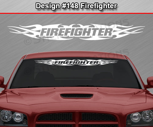 Design #148 Firefighter - Windshield Window Tribal Flame Vinyl Sticker Decal Graphic Banner 36"x4.25"+