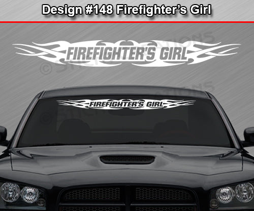 Design #148 Firefighter's Girl - Windshield Window Tribal Flame Vinyl Sticker Decal Graphic Banner 36"x4.25"+