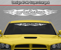 Design #148 Supercharged - Windshield Window Tribal Flame Vinyl Sticker Decal Graphic Banner 36"x4.25"+