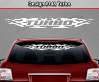 Design #148 Turbo - Windshield Window Tribal Flame Vinyl Sticker Decal Graphic Banner 36"x4.25"+