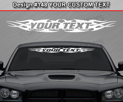 Design #148 Your Text - Custom Personalized Windshield Window Tribal Flame Vinyl Sticker Decal Graphic Banner 36"x4.25"+