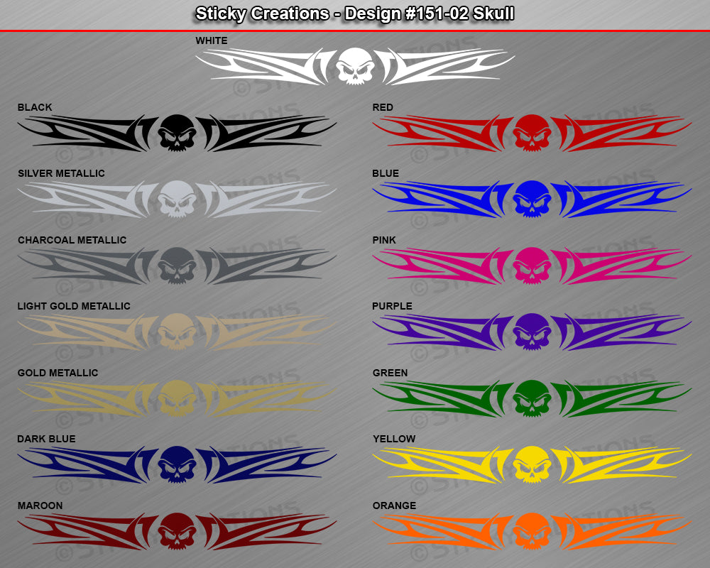 Design #151 Skull - Windshield Window Tribal Swoosh Vinyl Sticker Decal Graphic Banner 36"x4.25"+