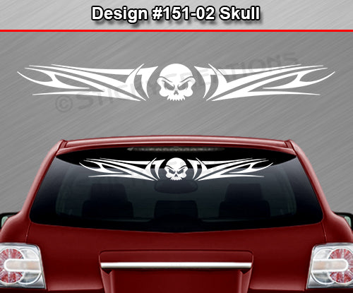 Design #151 Skull - Windshield Window Tribal Swoosh Vinyl Sticker Decal Graphic Banner 36"x4.25"+
