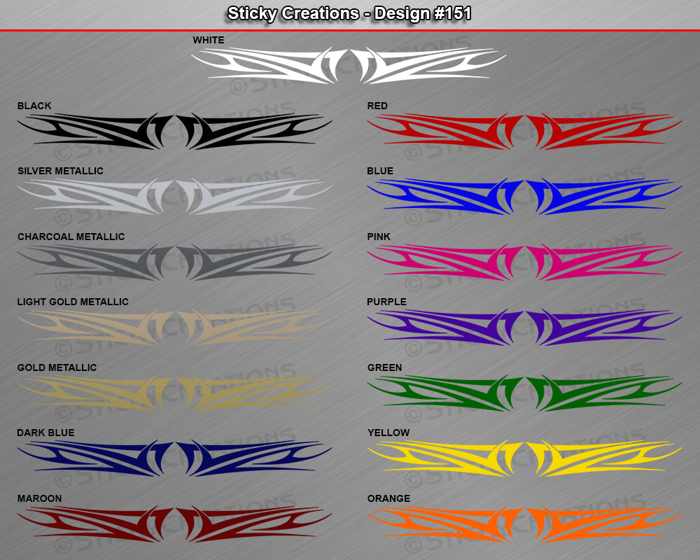Design #151 - 36"x4.25" + Windshield Window Tribal Scallop Vinyl Sticker Decal Graphic Banner
