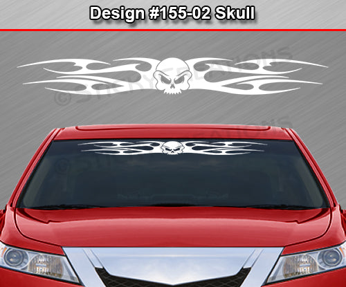 Design #155 Skull - Windshield Window Tribal Flame Vinyl Sticker Decal Graphic Banner 36"x4.25"+