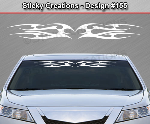 Design #155 - 36"x4.25" + Windshield Window Tribal Flames Vinyl Sticker Decal Graphic Banner