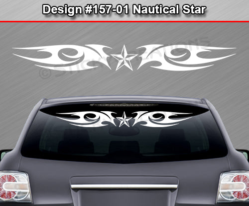 Design #157 Nautical Star - Windshield Window Tribal Blade Vinyl Sticker Decal Graphic Banner 36"x4.25"+
