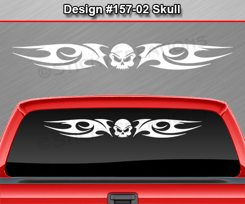 Design #157 Skull - Windshield Window Tribal Blade Vinyl Sticker Decal Graphic Banner 36"x4.25"+