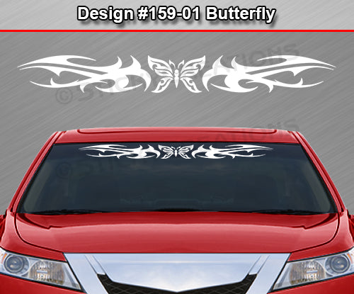 Design #159 Butterfly - Windshield Window Tribal Thorns Vinyl Sticker Decal Graphic Banner 36"x4.25"+