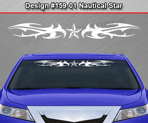 Design #159 Nautical Star - Windshield Window Tribal Thorns Vinyl Sticker Decal Graphic Banner 36"x4.25"+