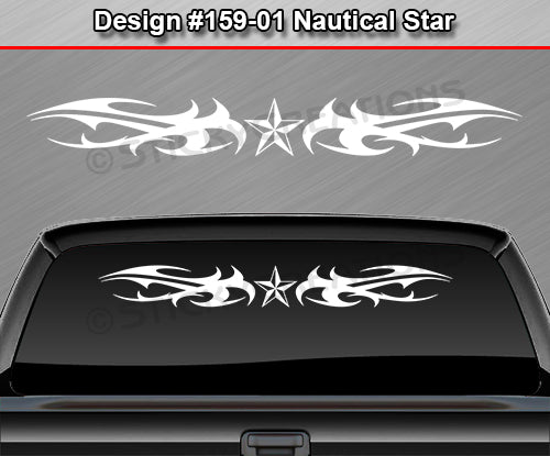 Design #159 Nautical Star - Windshield Window Tribal Thorns Vinyl Sticker Decal Graphic Banner 36"x4.25"+