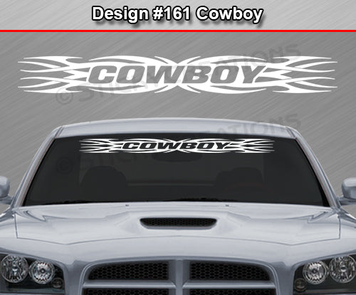 Design #161 Cowboy - Windshield Window Tribal Flame Vinyl Sticker Decal Graphic Banner 36"x4.25"+