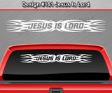 Design #161 Jesus Is Lord - Windshield Window Tribal Flame Vinyl Sticker Decal Graphic Banner 36"x4.25"+