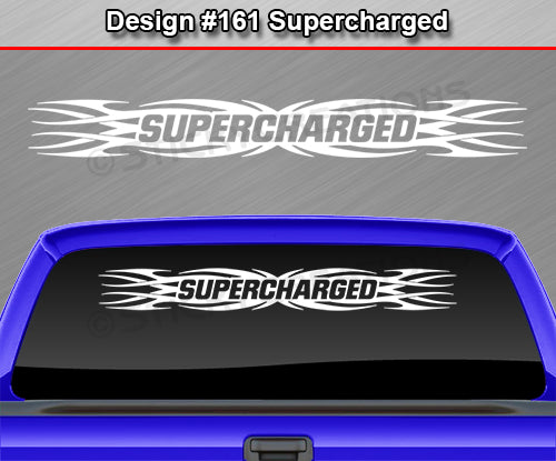 Design #161 Supercharged - Windshield Window Tribal Flame Vinyl Sticker Decal Graphic Banner 36"x4.25"+