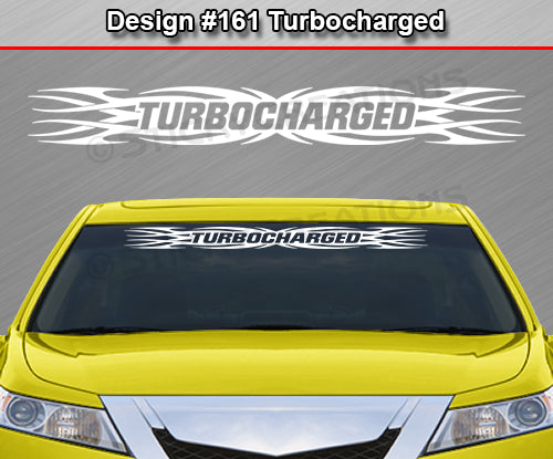 Design #161 Turbocharged - Windshield Window Tribal Flame Vinyl Sticker Decal Graphic Banner 36"x4.25"+