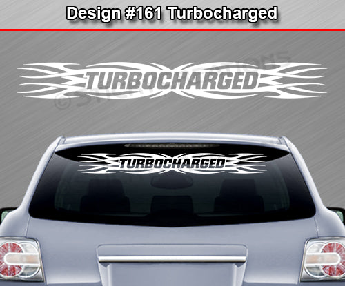 Design #161 Turbocharged - Windshield Window Tribal Flame Vinyl Sticker Decal Graphic Banner 36"x4.25"+