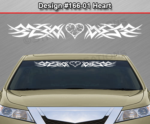 Design #166 Heart - Windshield Window Tribal Spikes Vinyl Sticker Decal Graphic Banner 36"x4.25"+