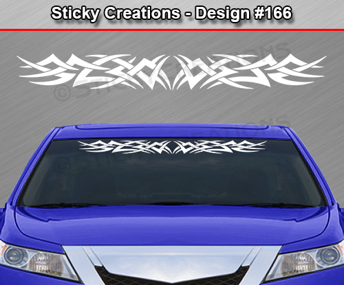 Design #166 - 36"x4.25" + Windshield Window Tribal Spikes Vinyl Sticker Decal Graphic Banner