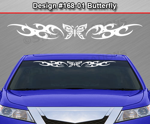 Design #168 Butterfly - Windshield Window Tribal Curls Vinyl Sticker Decal Graphic Banner 36"x4.25"+