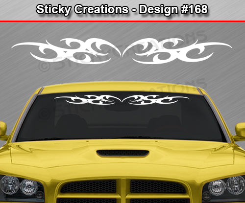 Design #168 - 36"x4.25" + Windshield Window Tribal Curls Vinyl Sticker Decal Graphic Banner