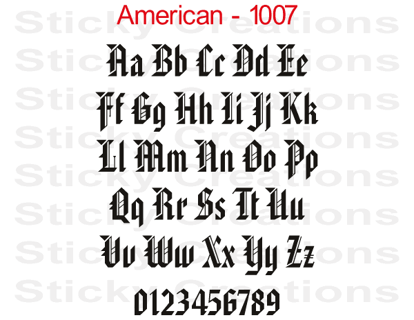 American Font #1007 - Custom Personalized Your Text Letters Preview